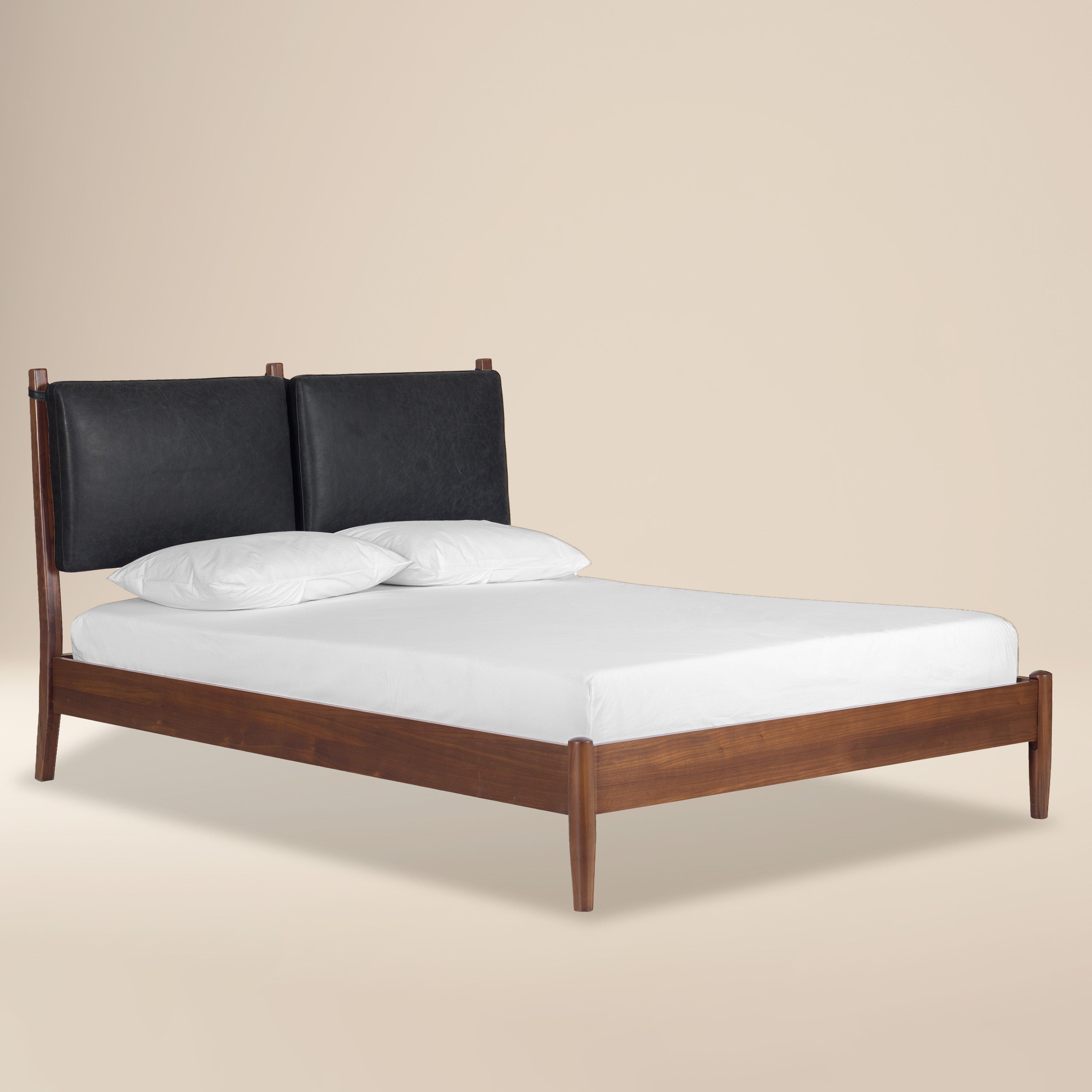 Letto Truro con cuscini in pelle | Nero Onice | King