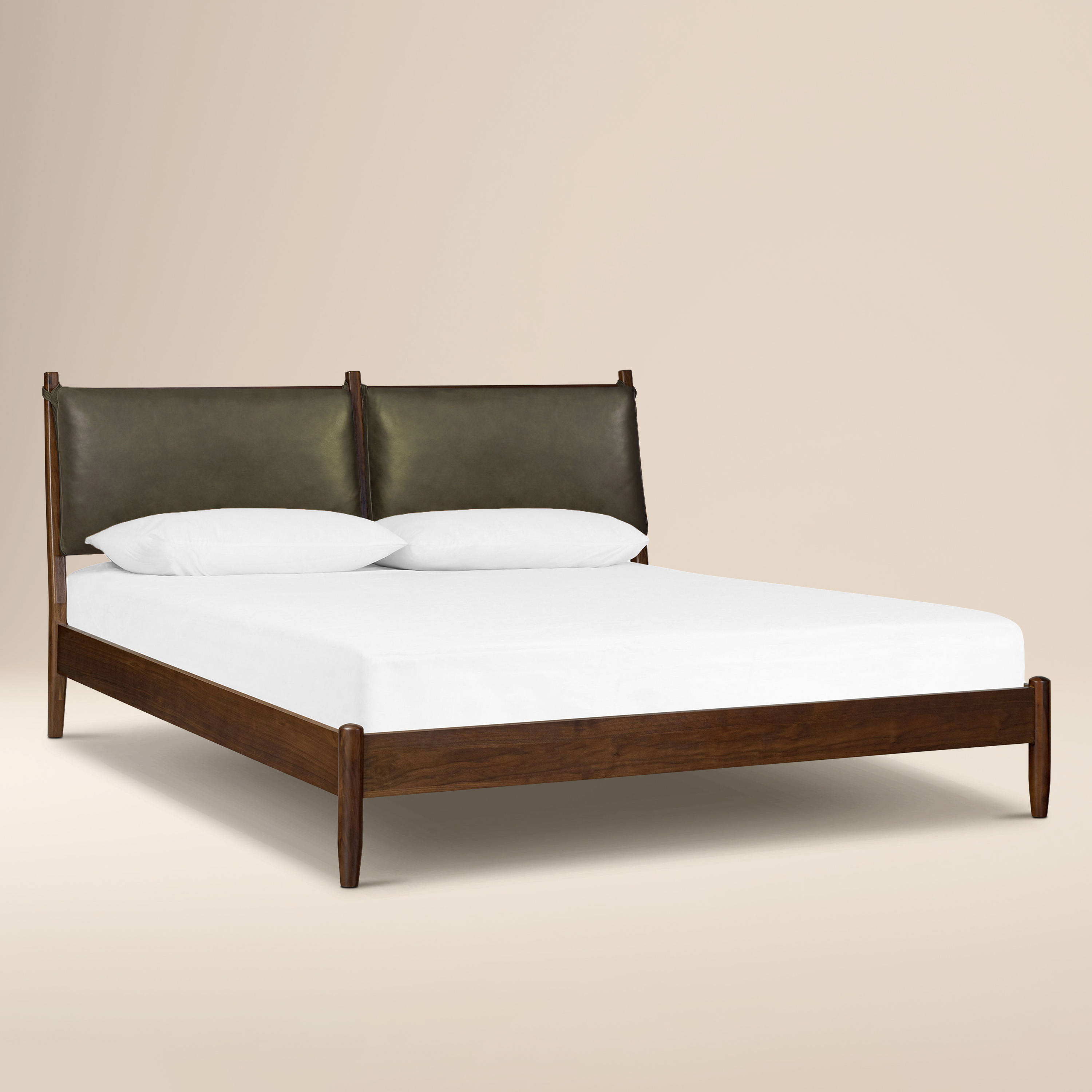Letto Truro con Cuscini in Pelle | Verde Olivina | King