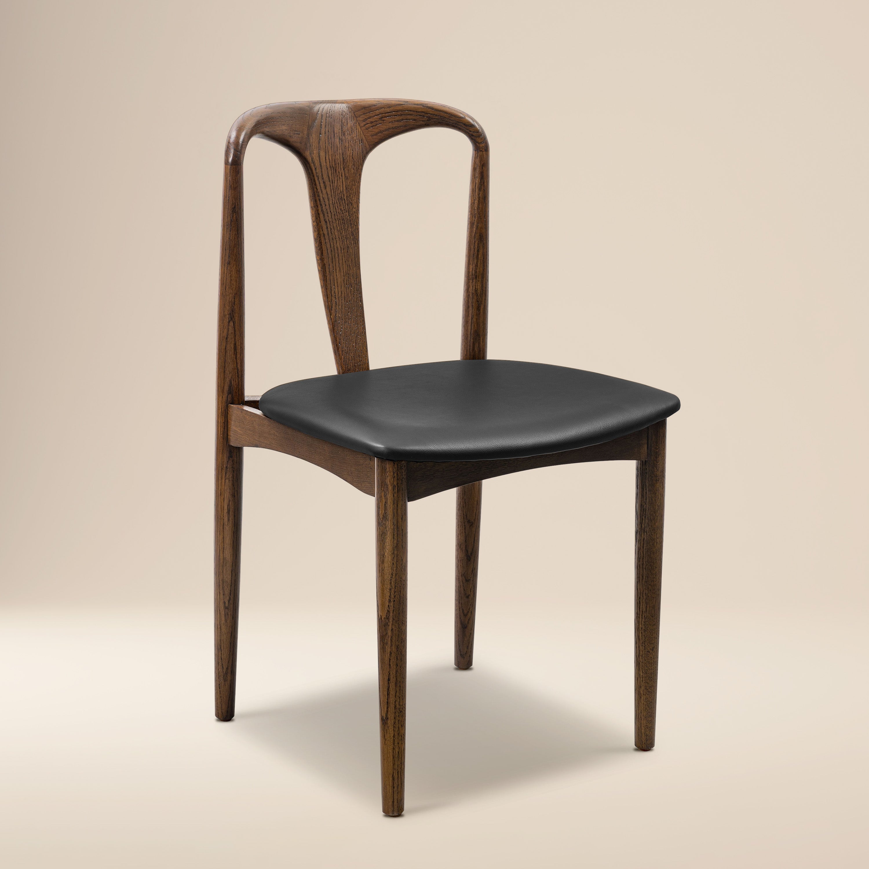 Sedia da pranzo Arco in pelle | Noce/Nero