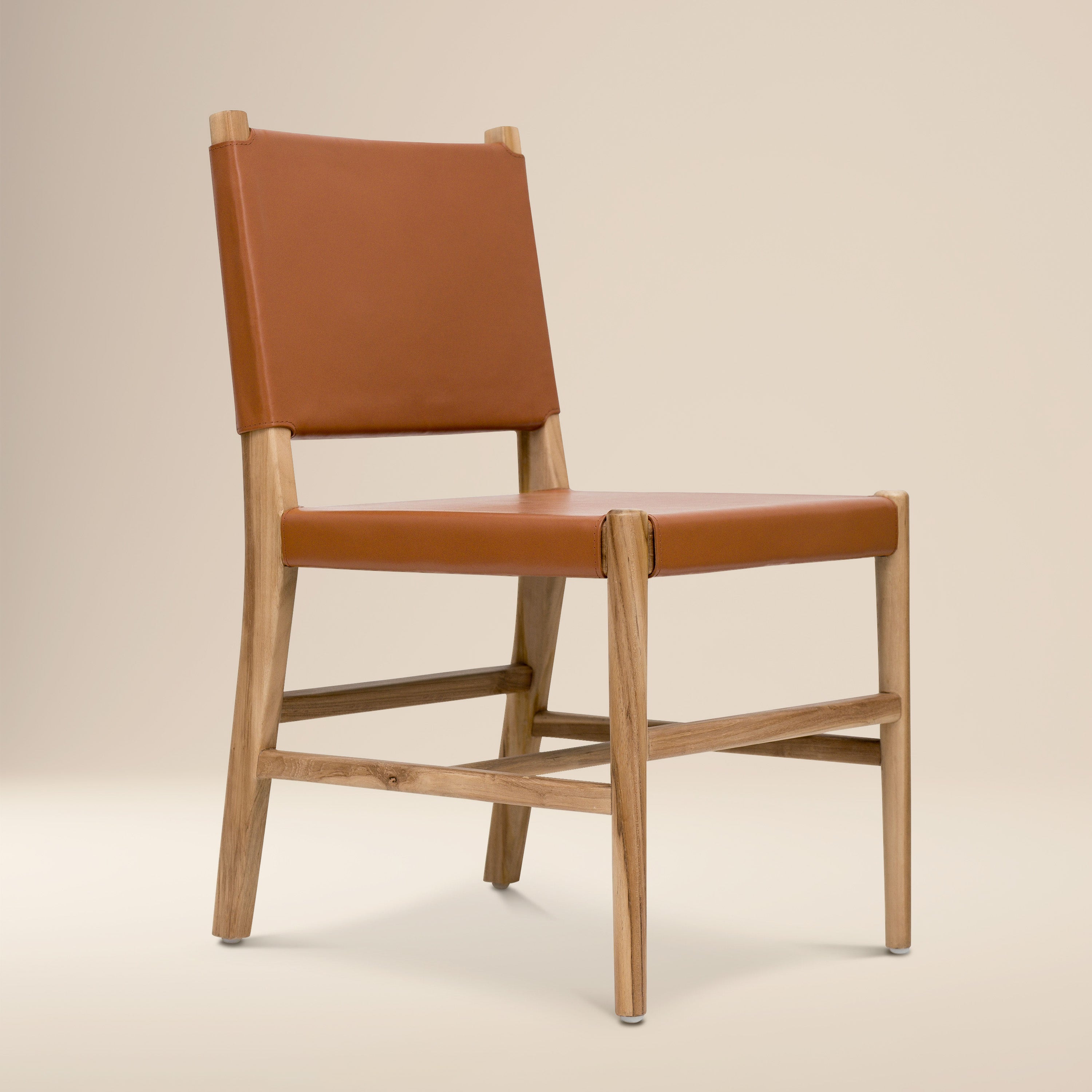 Sedia da pranzo Riavolo Teak & Leather | Fauve Tan