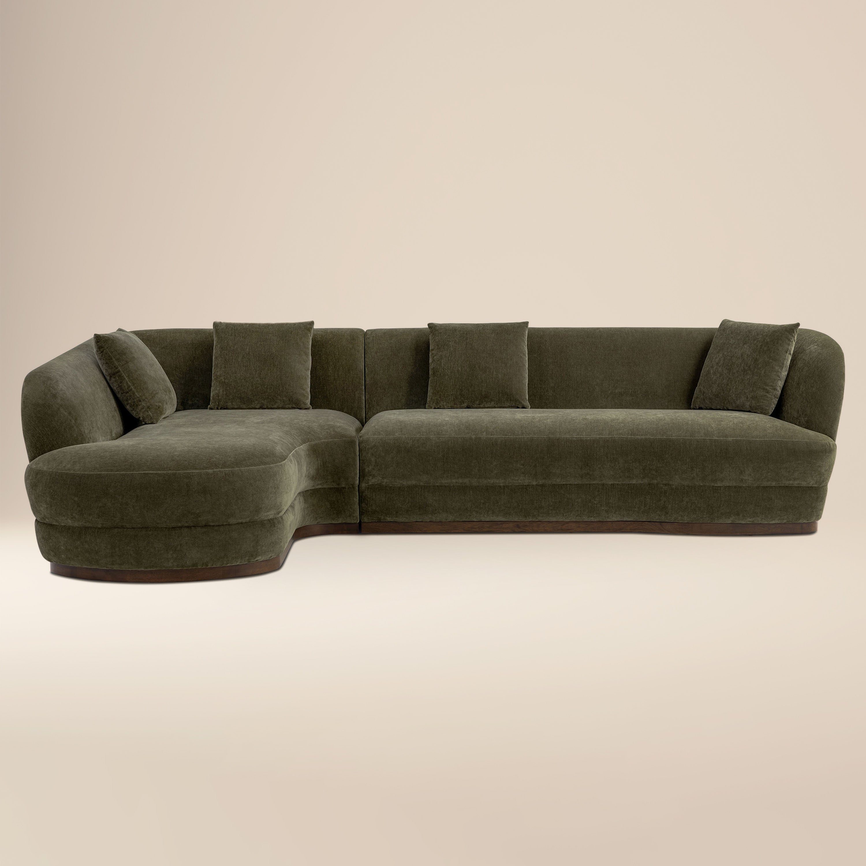 Divano componibile Arles 126 con chaise longue orientata a sinistra | Verde Lume