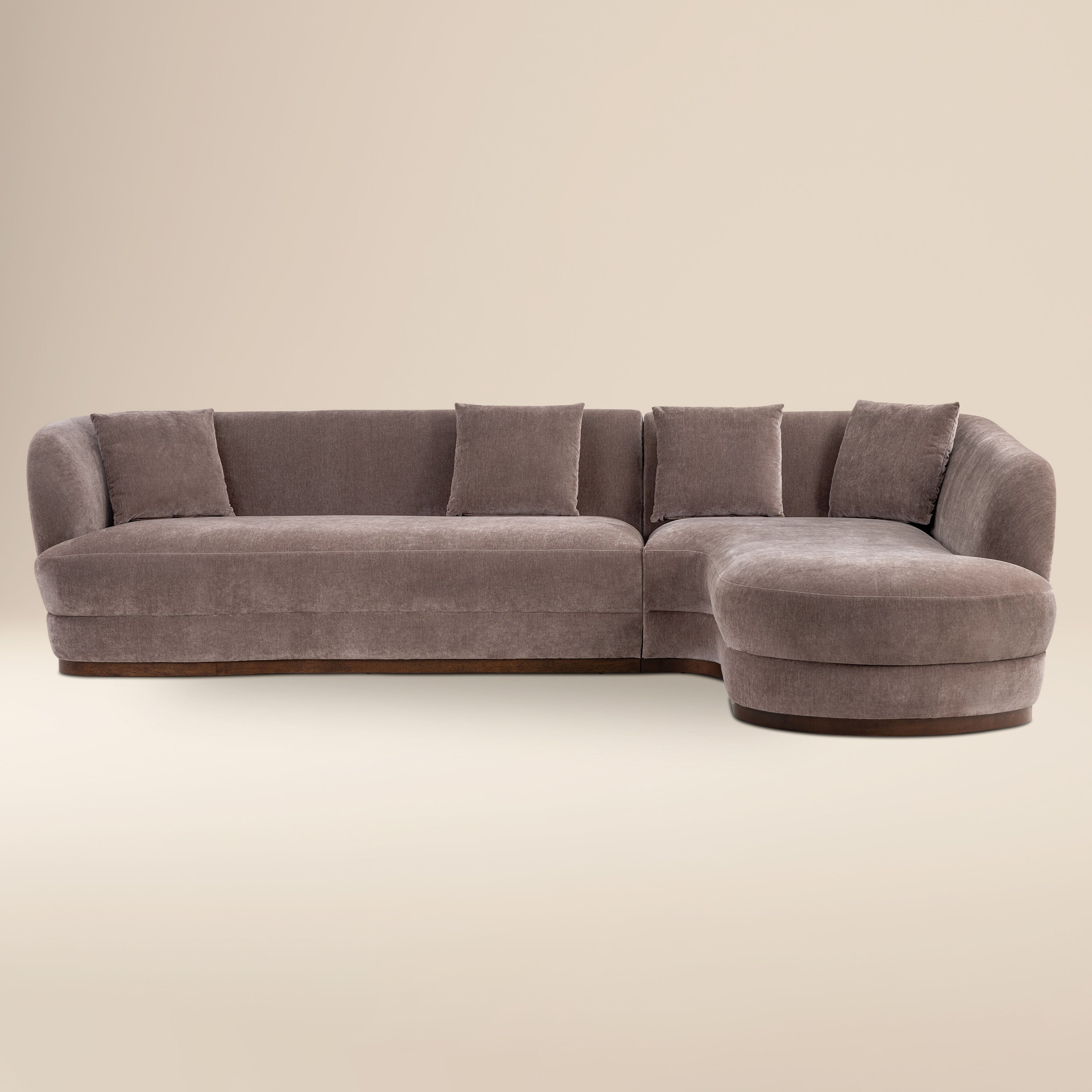 Divano angolare Arles 126 con chaise longue a destra | Marrone salice