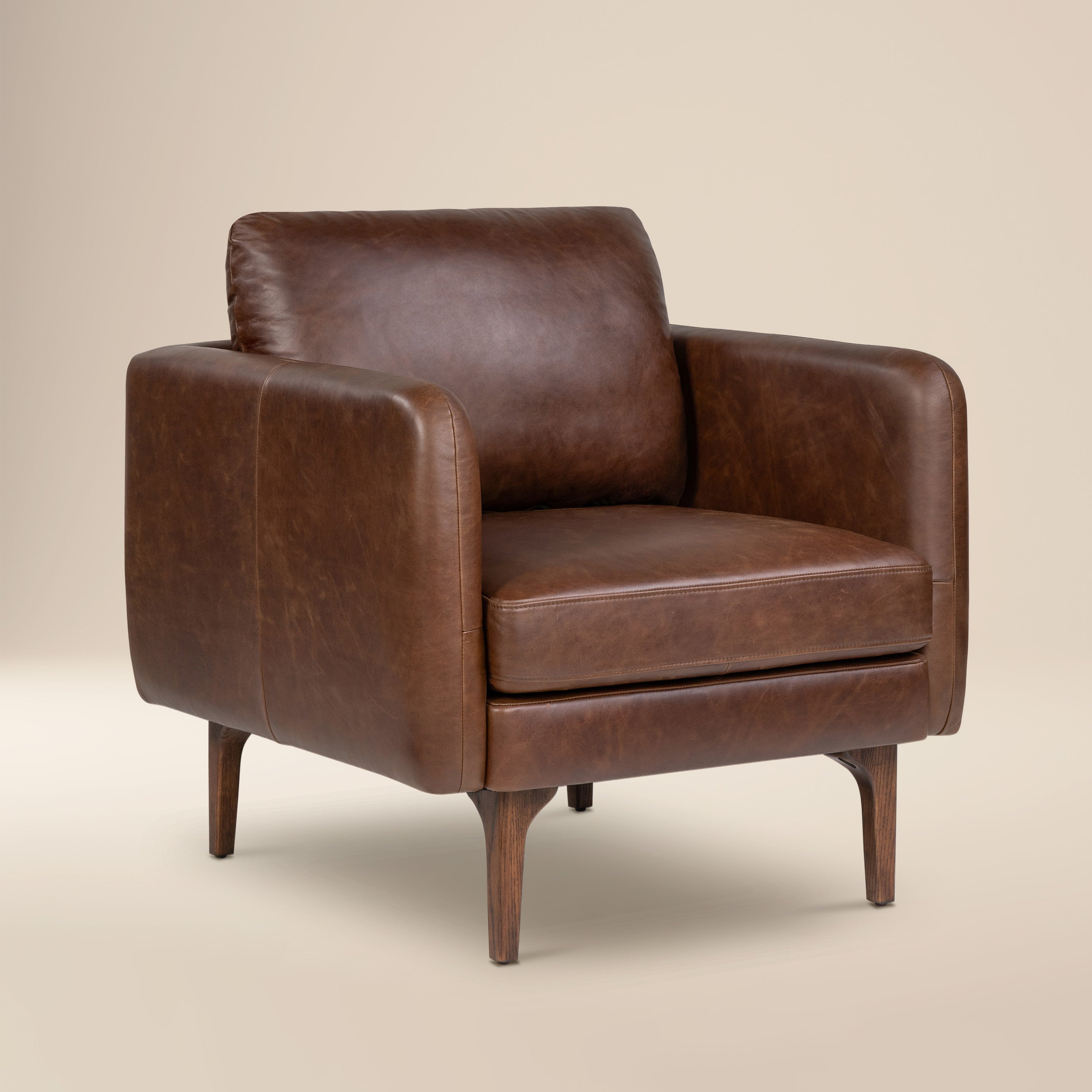 Poltrona lounge Bosco in pelle | Marrone cioccolato
