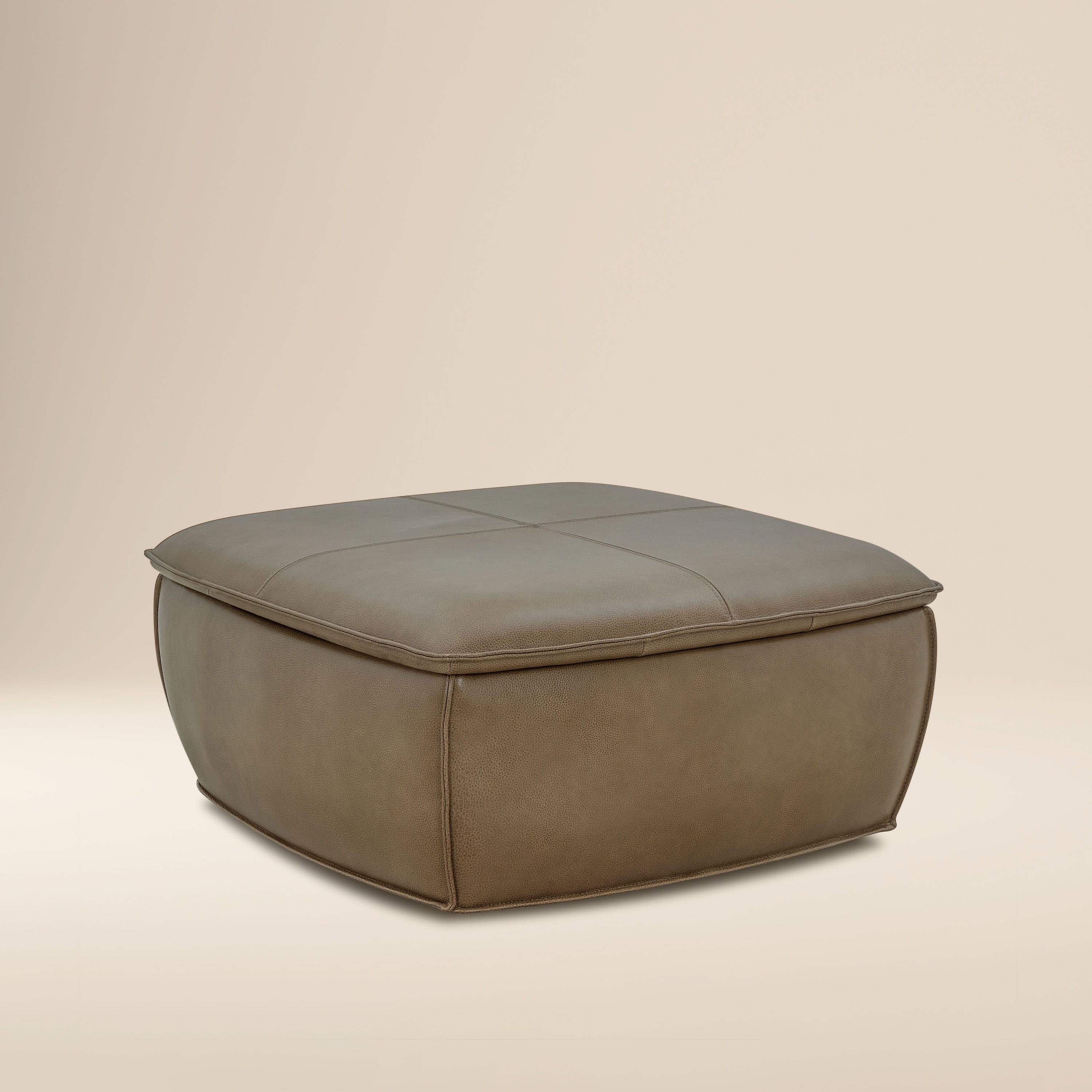 Sana Pouf Contenitore in Pelle | Marrone Castagna