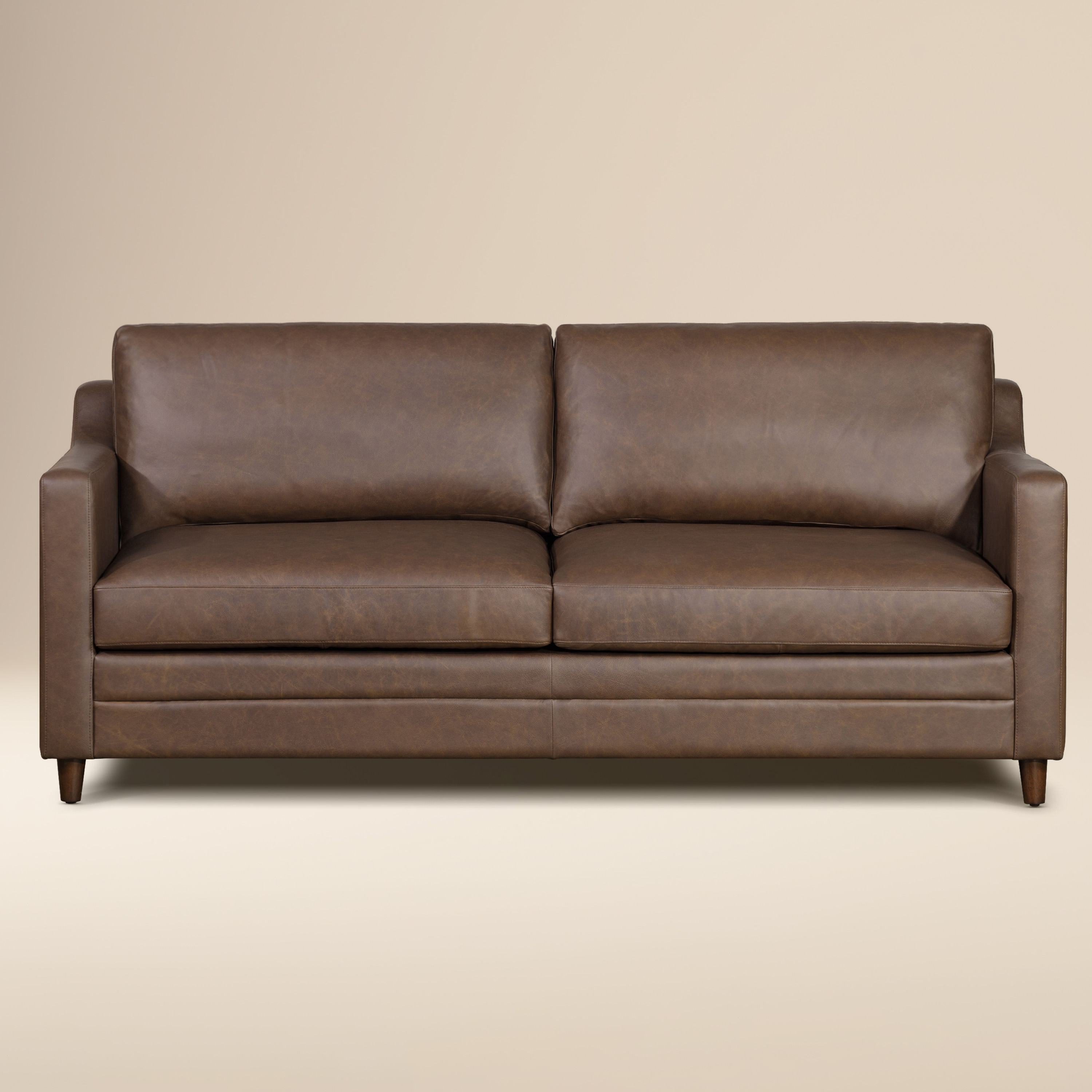 Divano letto trasformabile estraibile Harper 82 in pelle | Marrone Bridle