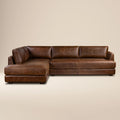 Divano componibile Catania 116.5 in pelle con chaise longue a sinistra | Marrone cioccolato