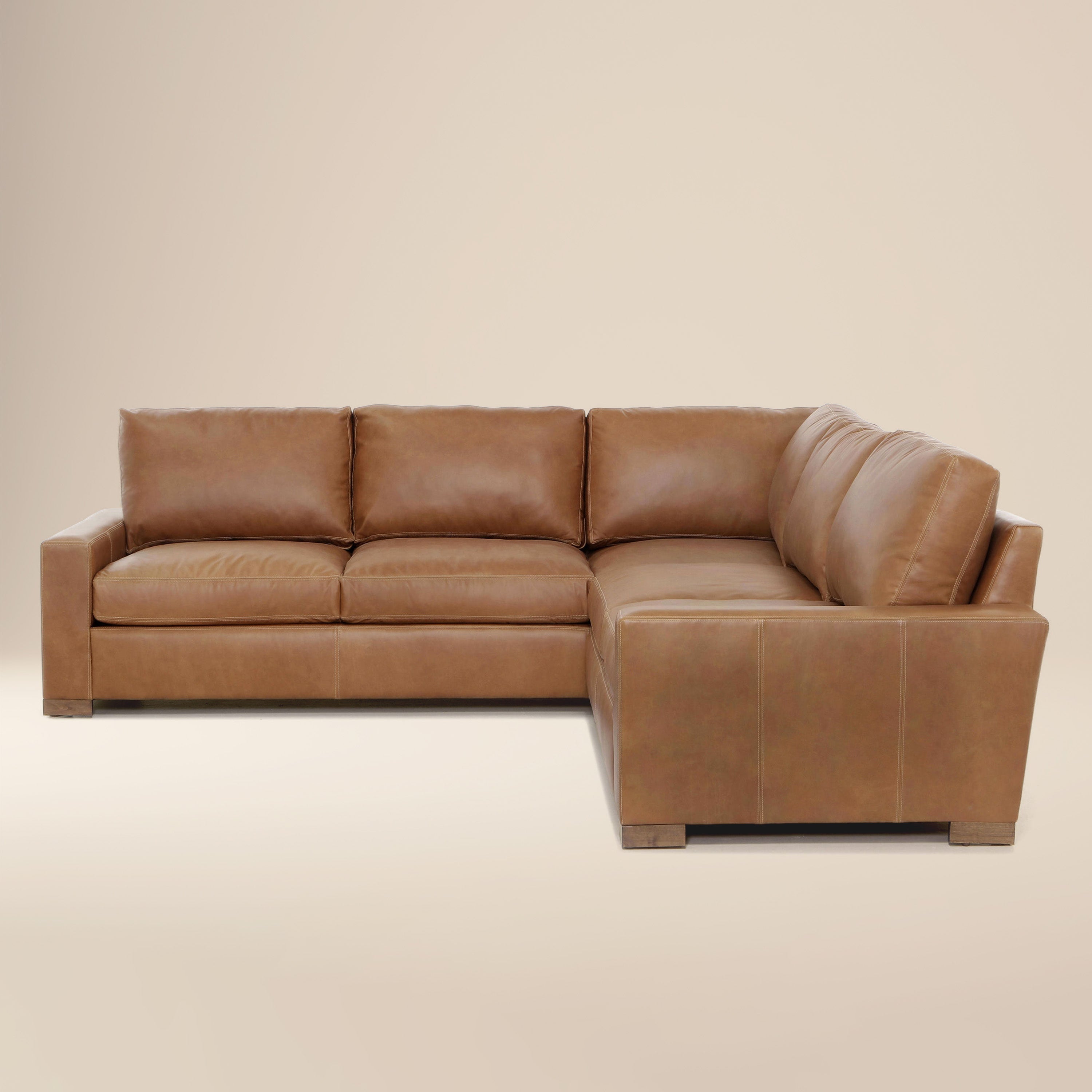 Divano angolare a L in pelle Audrey | Marrone botte | 140