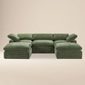 Divano modulare Aspen a 5 posti con doppia chaise longue | Verde Sagano