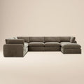 Divano componibile a 7 posti a L Tonga con chaise longue | Marrone chiodi di garofano