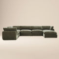 Divano angolare a 7 posti Tonga modulare con chaise longue | Verde Lume