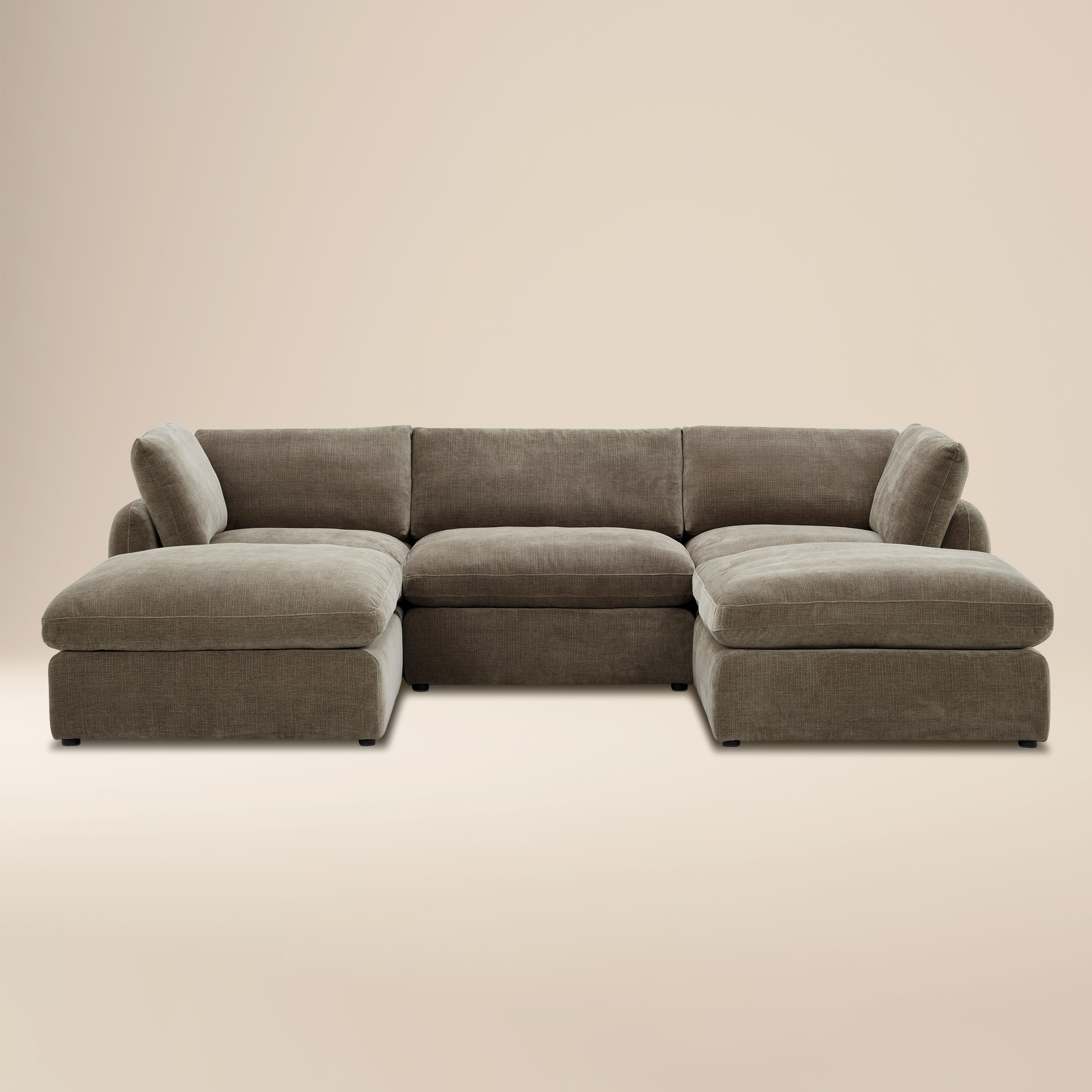 Divano componibile a U a 5 posti Tonga con doppia chaise longue | Marrone chiodi di garofano