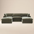 Divano sezionale a U a 5 pezzi con doppia chaise longue Tonga Modular | Verde Lume