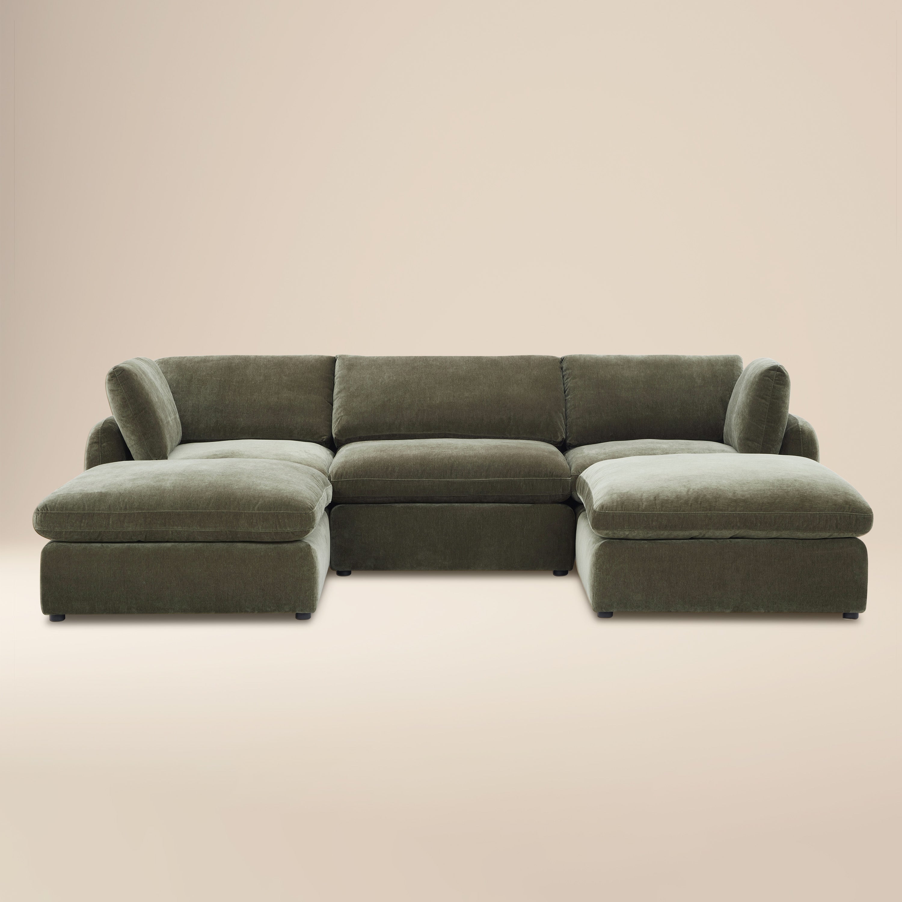 Divano sezionale a U a 5 pezzi con doppia chaise longue Tonga Modular | Verde Lume