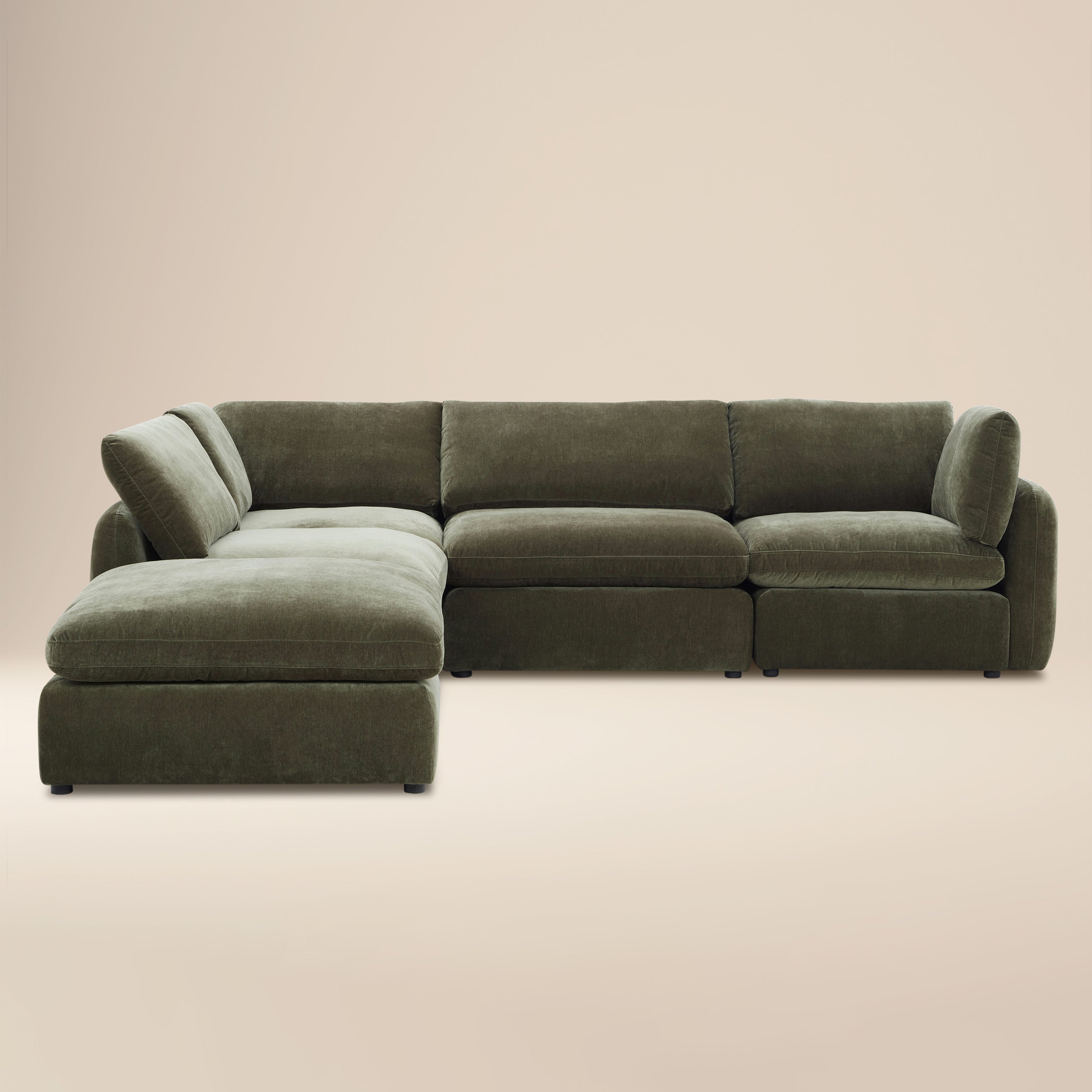 Divano sezionale reversibile a 5 posti a L Tonga Modular | Verde Lume