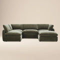 Divano modulare a U a 5 posti Tonga con doppia chaise longue | Verde Lume
