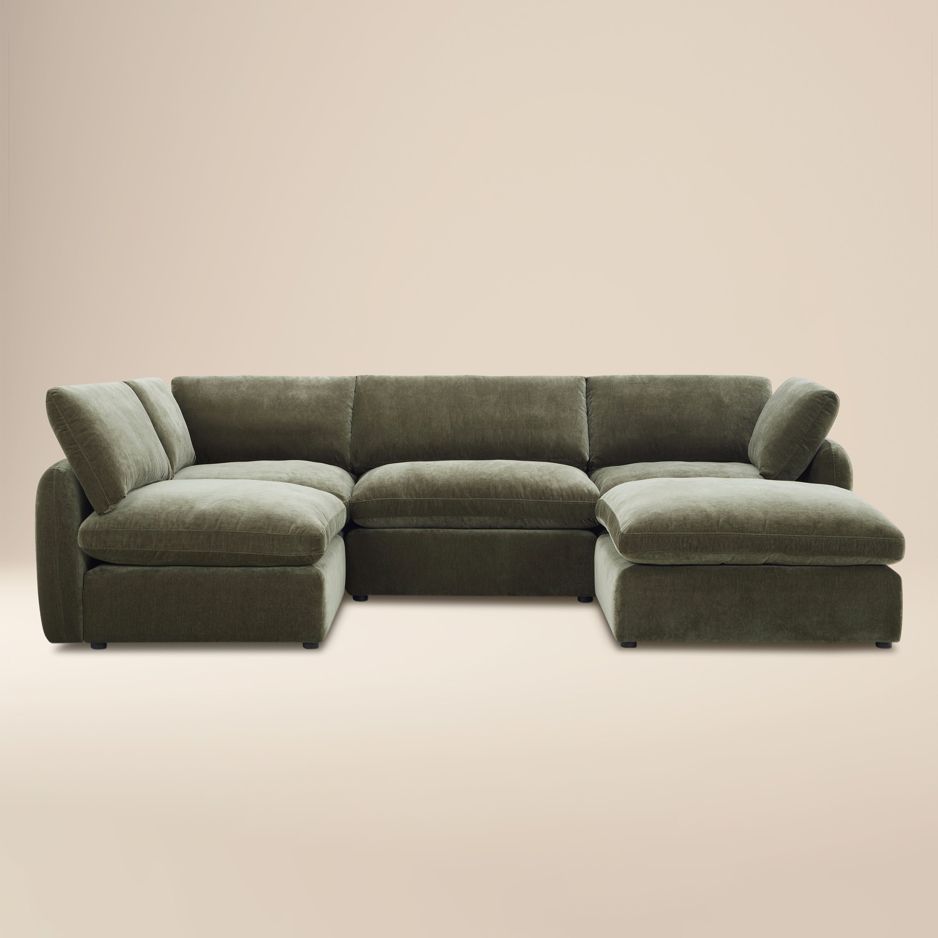 Divano sezionale a U a 5 pezzi con doppia chaise longue Tonga Modular | Verde Lume