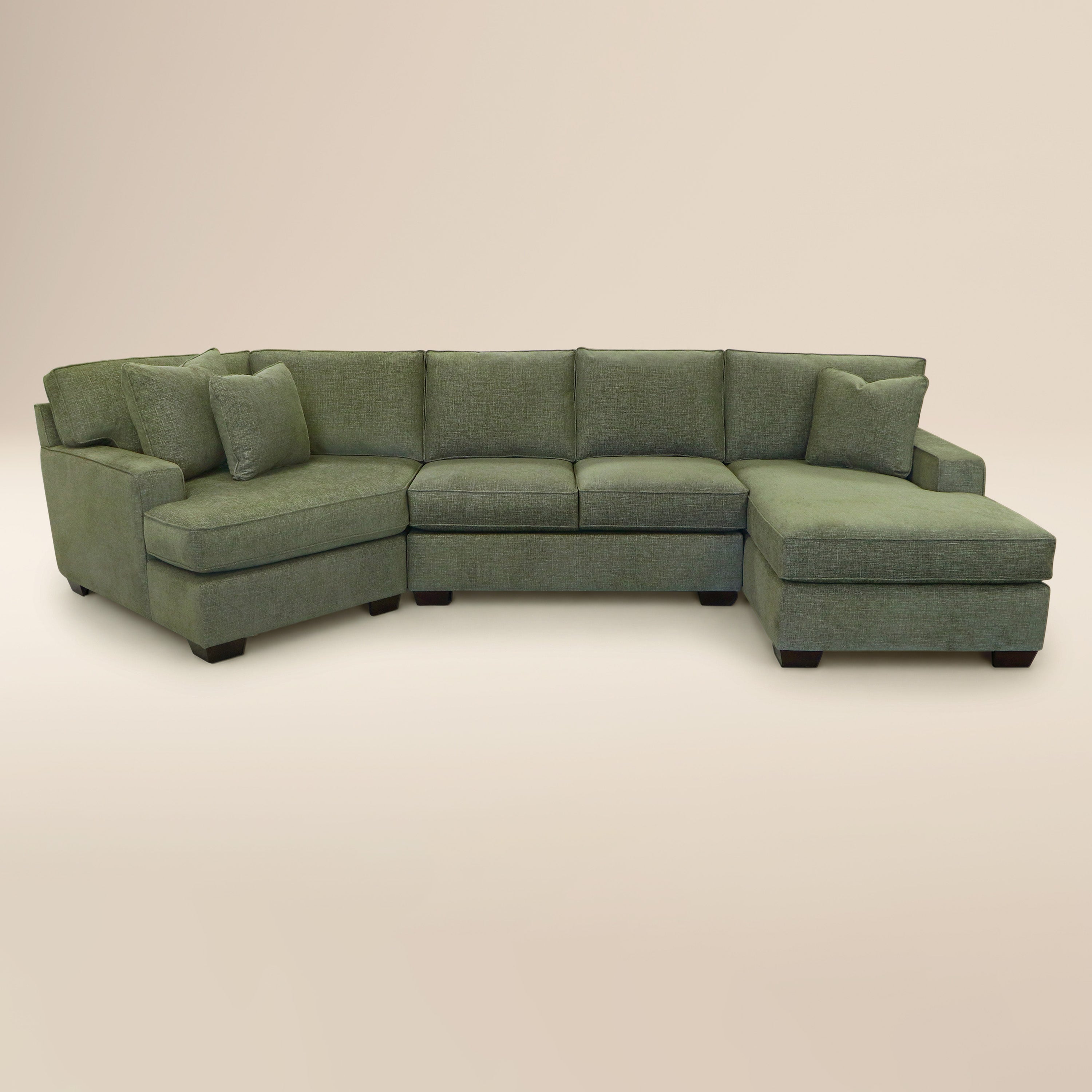 Divano sezionale Tamar 150 con chaise longue destra Cuddle | Verde Aurora
