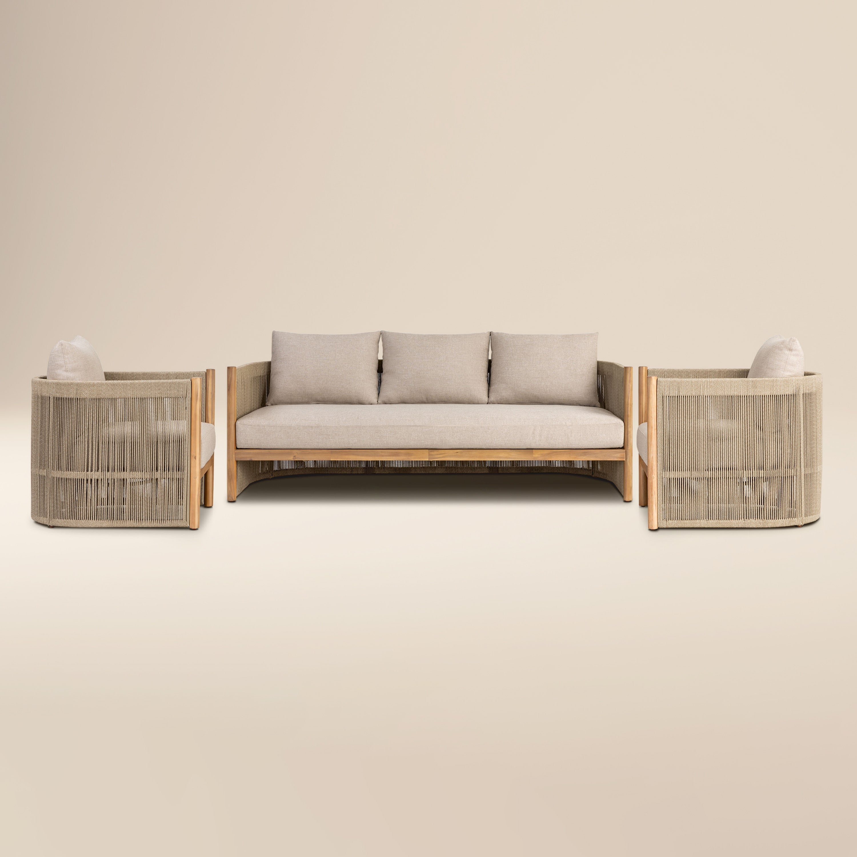 Set lounge da esterno Gomera | Beige naturale