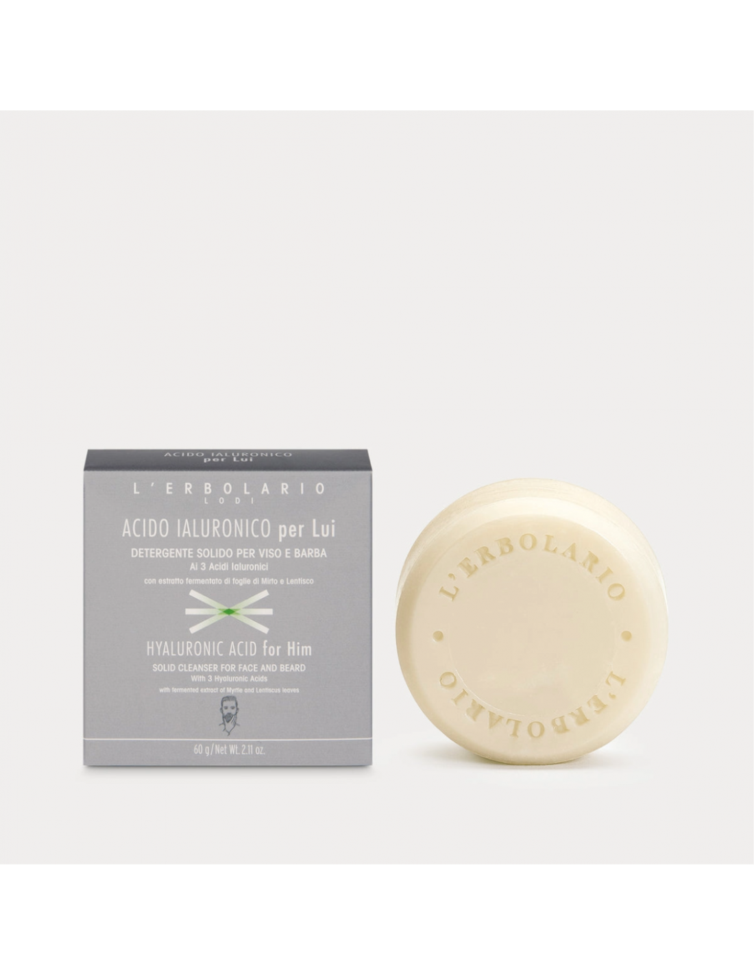 Acide Hyaluronique pour Lui Nettoyant solide visage et barbe