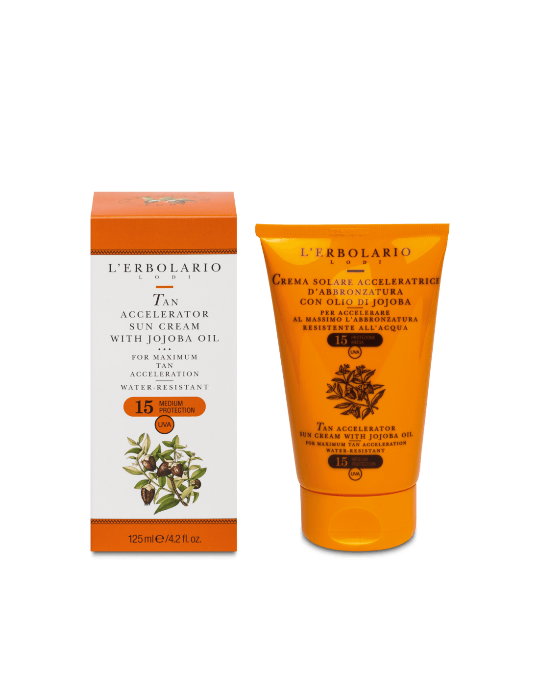Crème solaire accélérateur de bronzage pour le corps SPF 15
